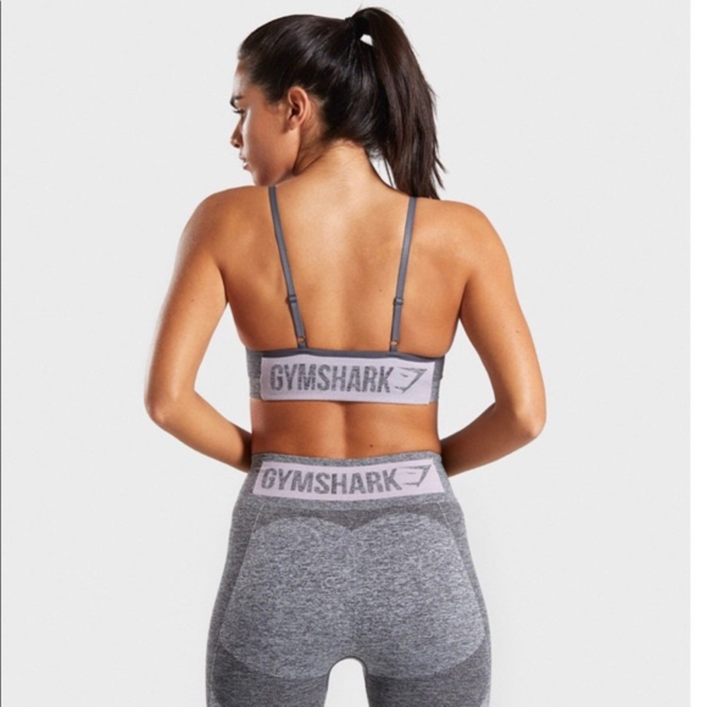 Gymshark Flex High-Waisted Leggings + Strappy Sports Bra - Grey/Pink